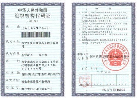 組織機(jī)構(gòu)代碼證副本